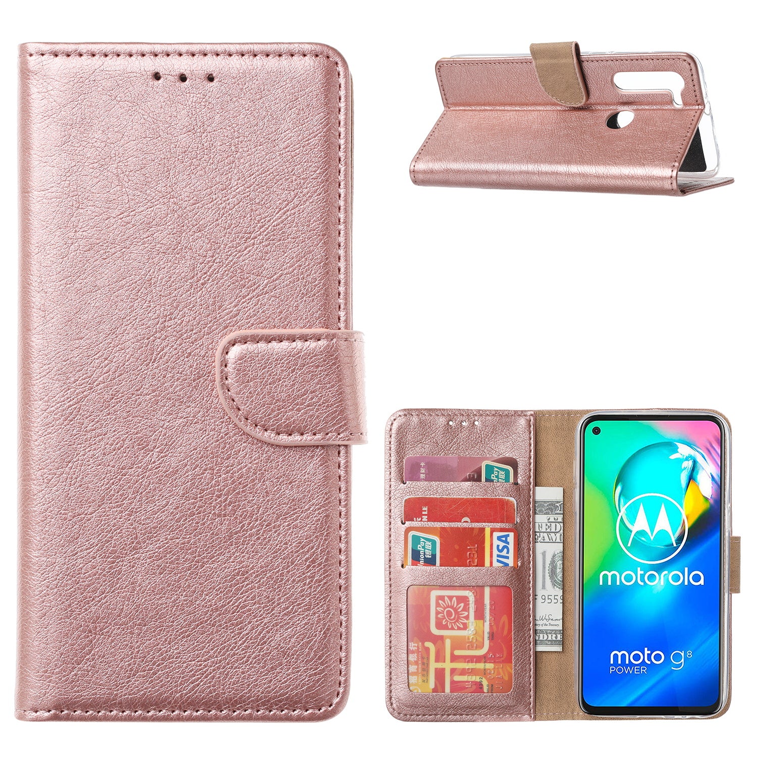 Motorola Moto G8 Power Book Cover Rose met Pasjeshouder