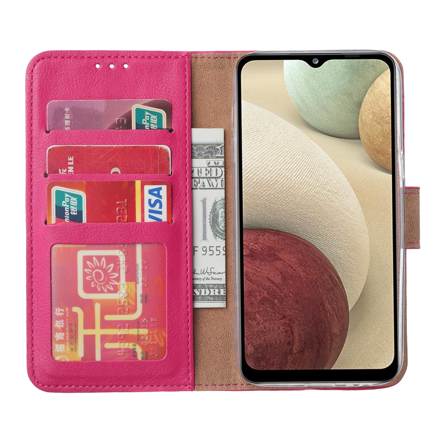 Book Cover Samsung Galaxy A12 Roze met Pasjeshouder