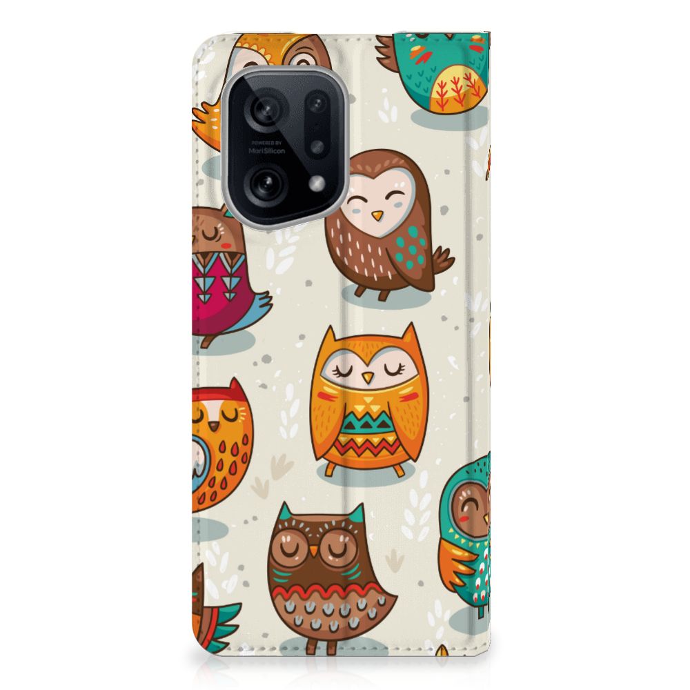 OPPO Find X5 Hoesje maken Vrolijke Uilen - B2C Telecom