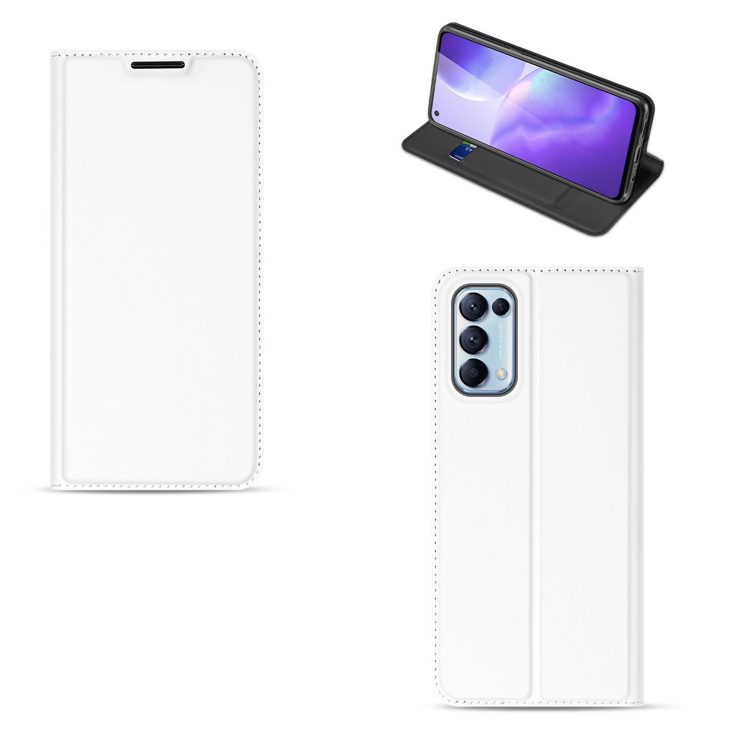 Hoesje OPPO Find X3 Lite Book Case Wit met Pashouder