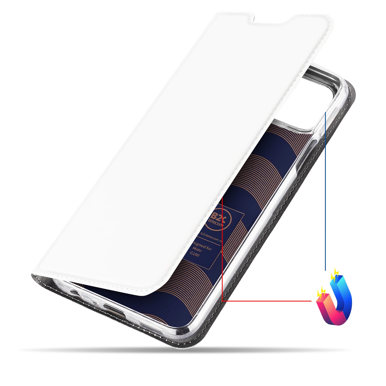 Motorola Moto G100 Stand Case Hoesje Wit met Pashouder