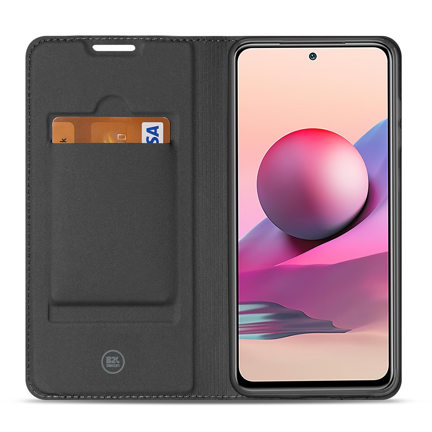 Xiaomi Redmi Note 10 4G Stand Case Hoesje Wit met Pashouder