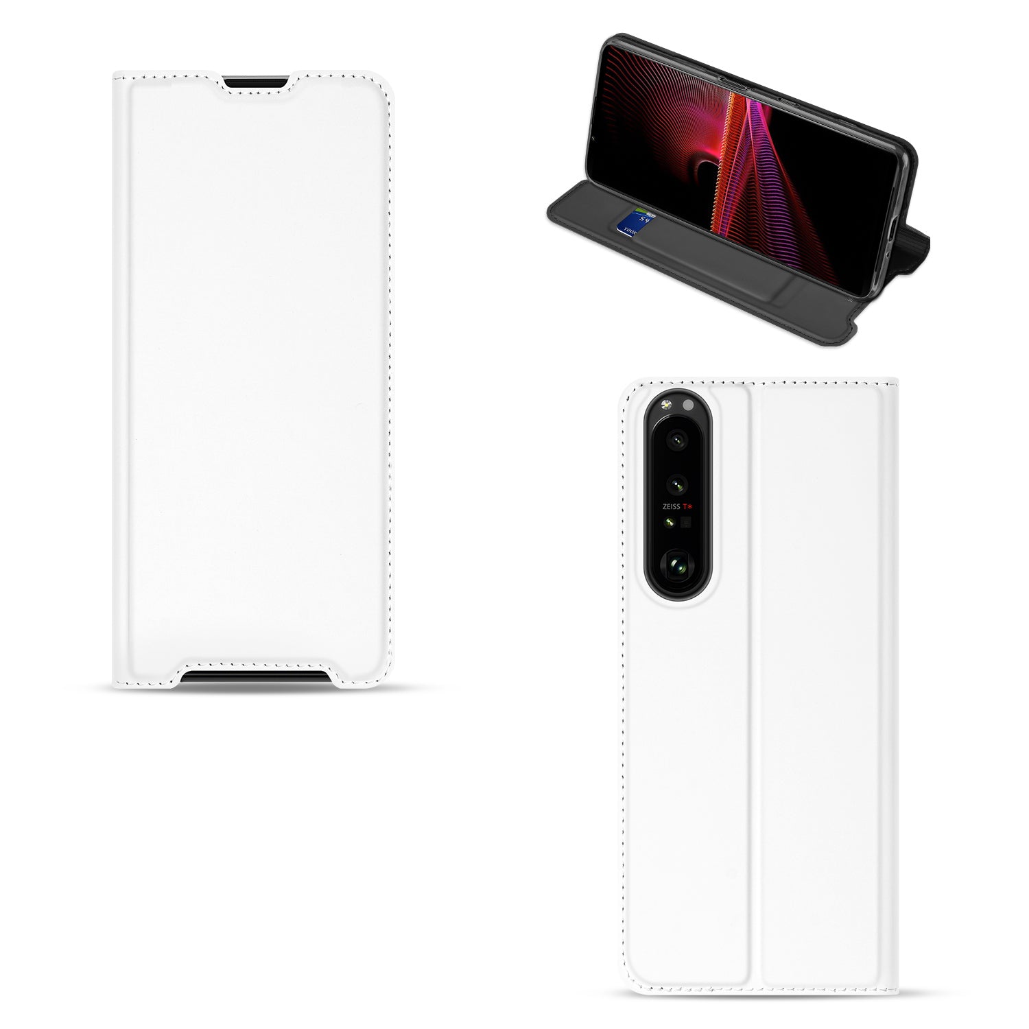 Sony Xperia 1 III Stand Case Hoesje Wit met Pashouder