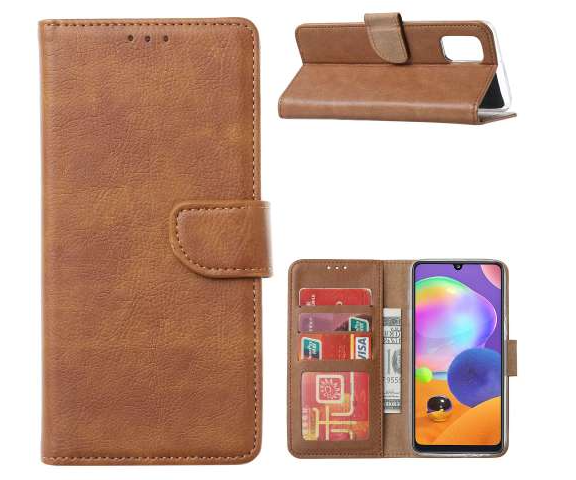 Book Cover Samsung Galaxy A02s Bruin met Standaard