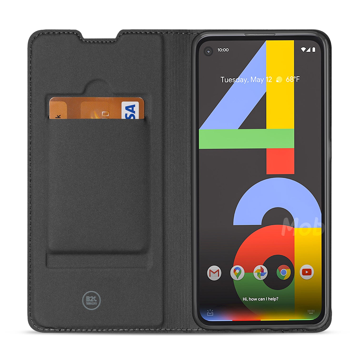 Google Pixel 4a Stand Case Hoesje Wit met Pashouder