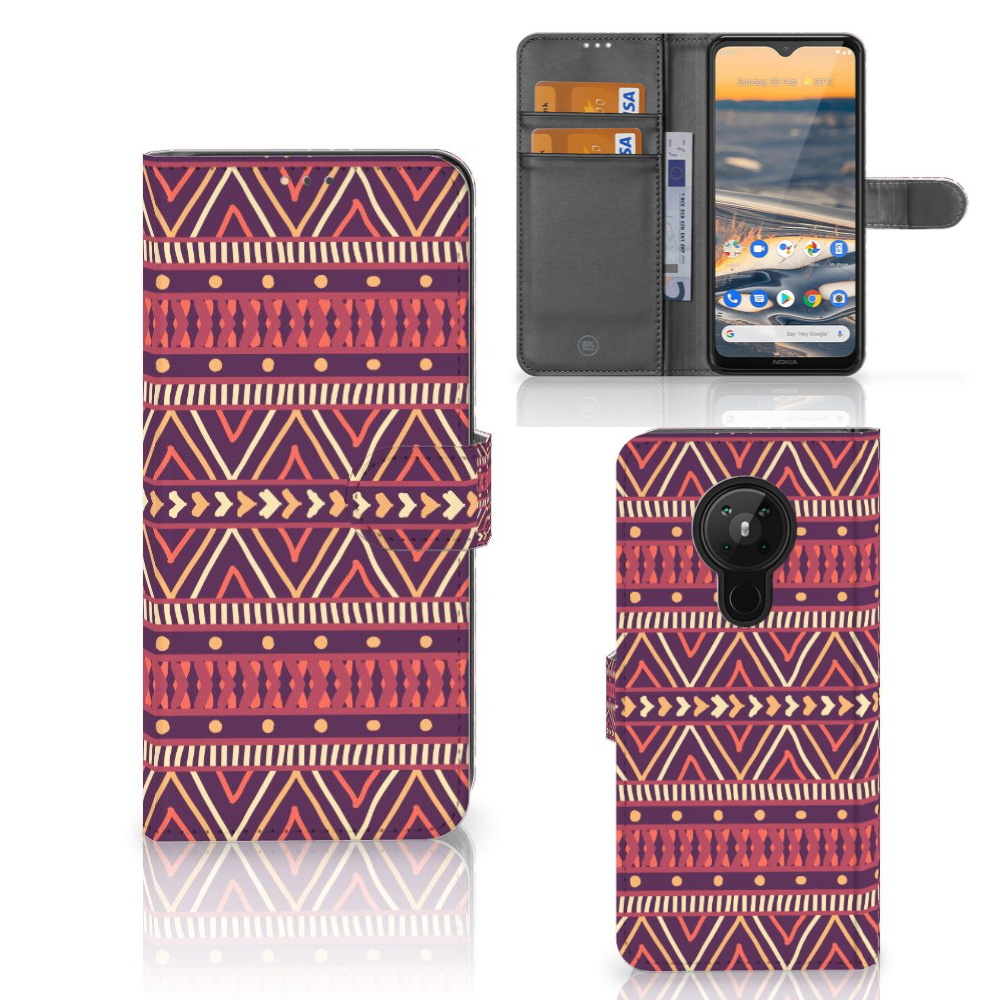 Nokia 5.3 Telefoon Hoesje Aztec Paars