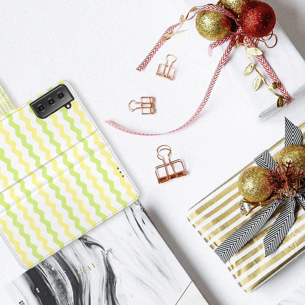 Samsung Galaxy S21 Plus Telefoon Hoesje Waves Yellow