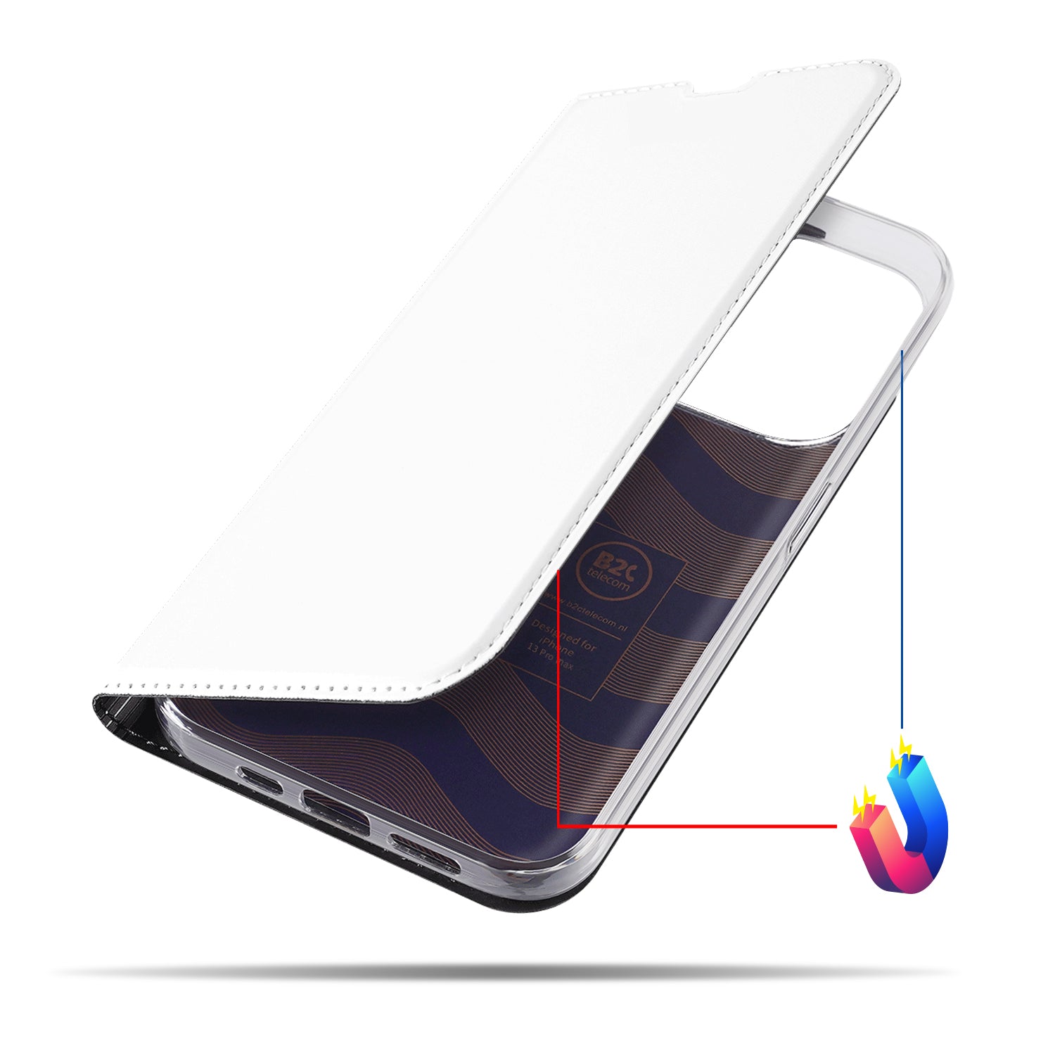 Book Cover iPhone 13 Pro Max Hoesje Wit met Pashouder