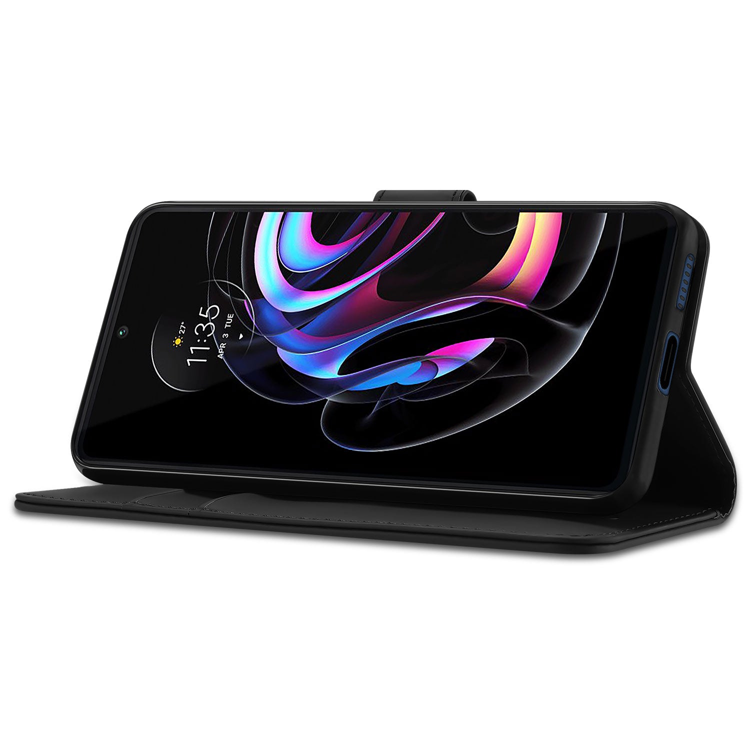 Motorola Edge 20 Pro Hoesje Zwart met Pasjeshouder