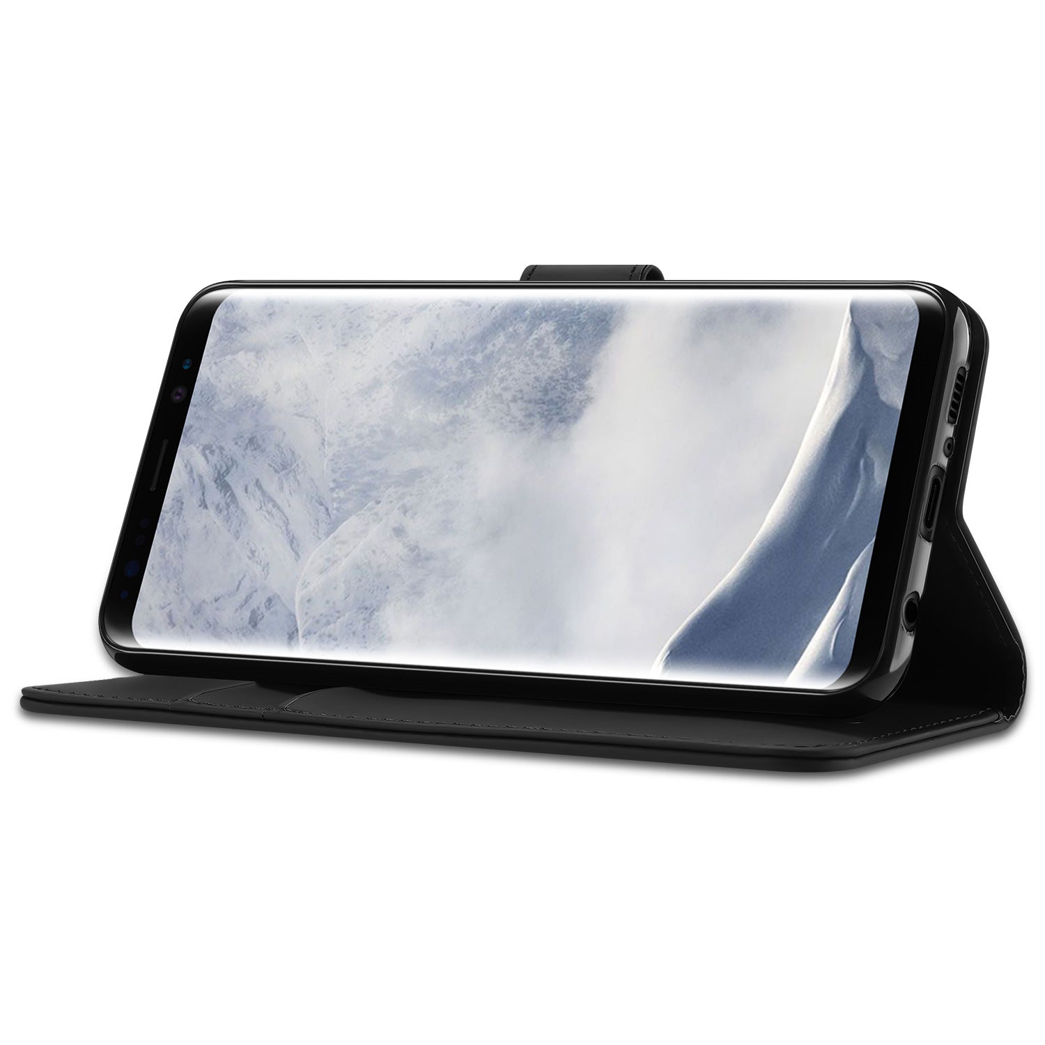 Samsung Galaxy S8 Hoesje Zwart met Opbergvakjes