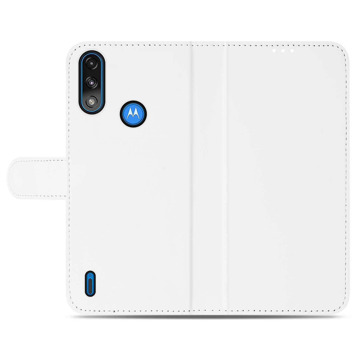 Hoesje Motorola Moto E7i Power Book Cover Wit met Pasjeshouder