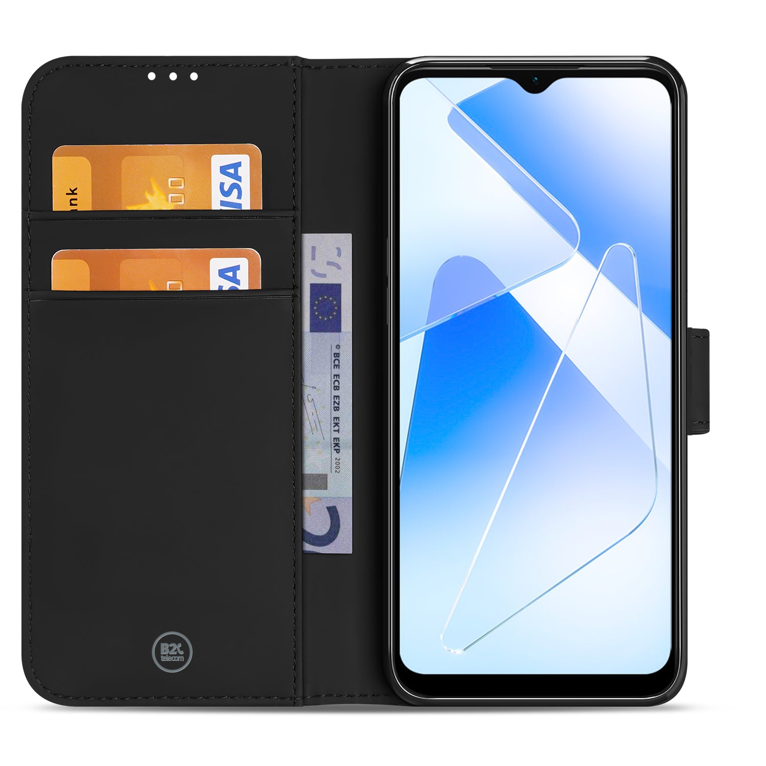 Telefoon Hoesje OPPO A16 | A16s | A54s Book Case Zwart met Pasjeshouder