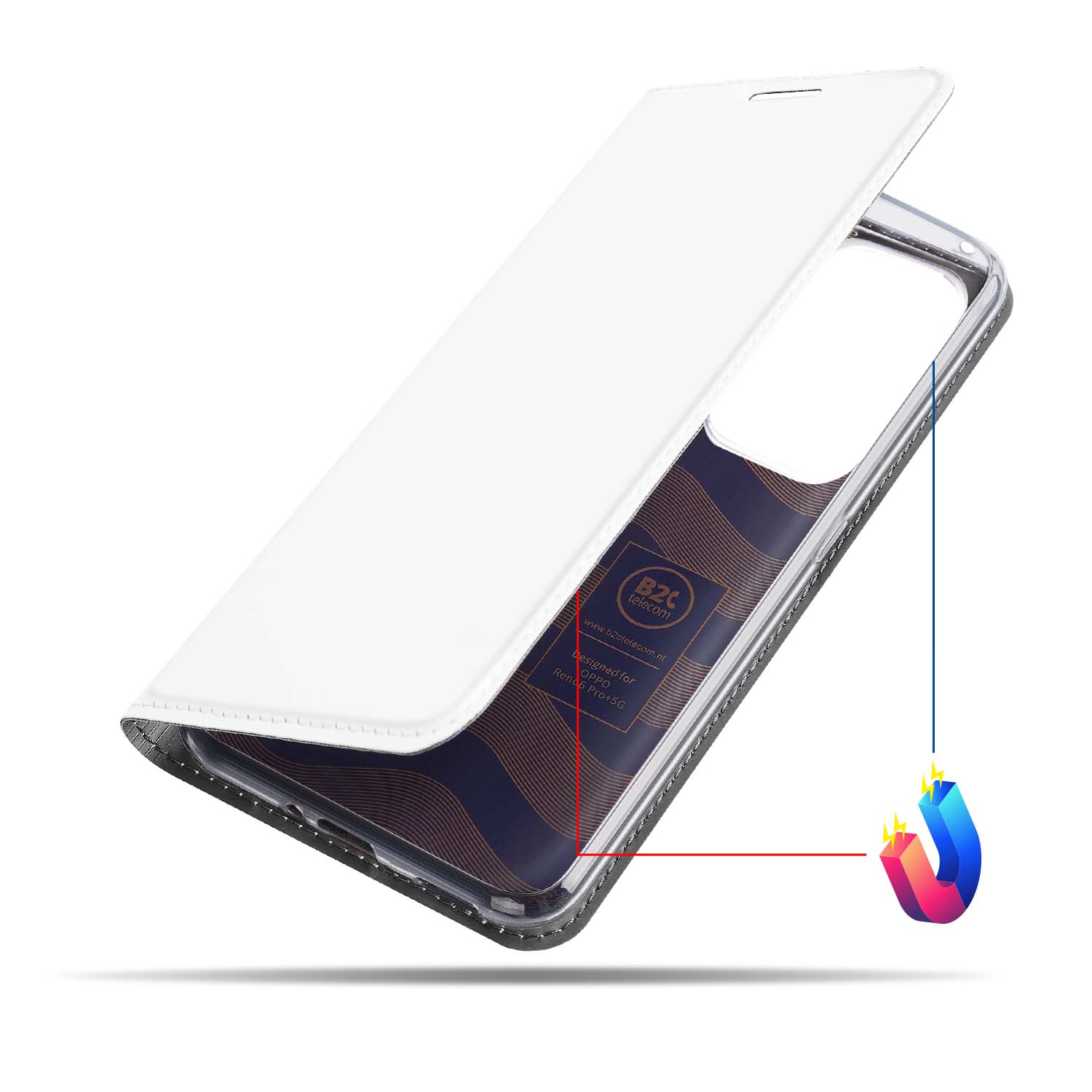 Book Case Telefoon Hoesje OPPO Reno 6 Pro Plus 5G Wit met Pashouder