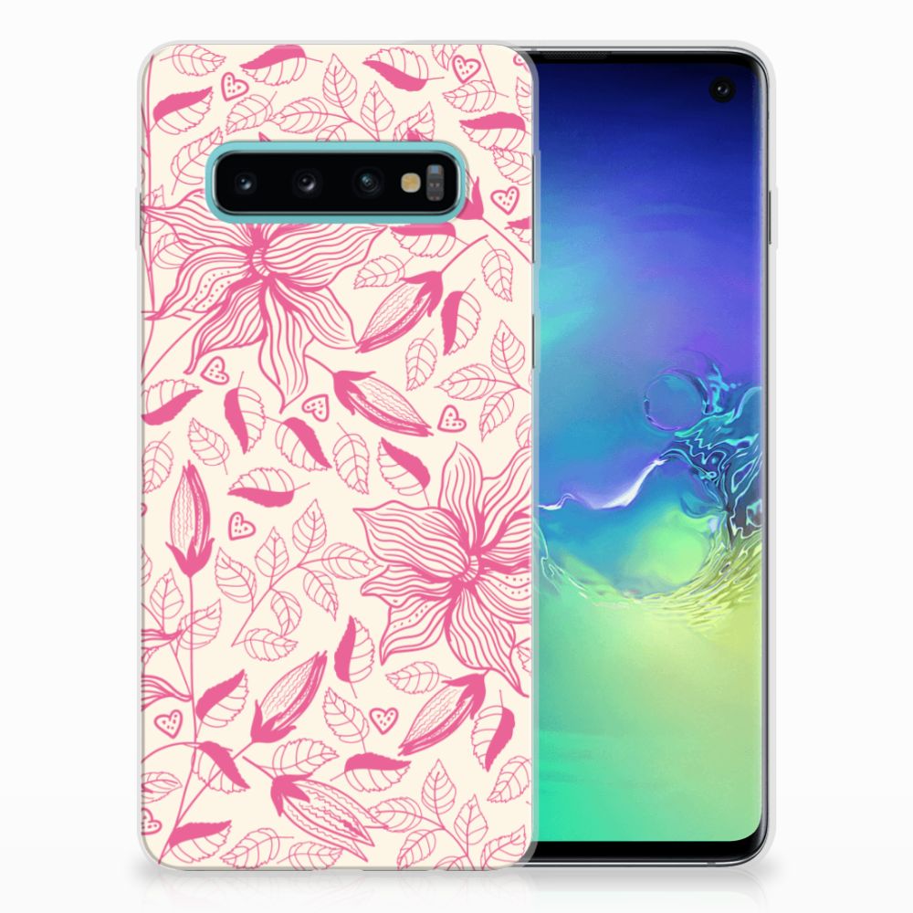 Samsung Galaxy S10 TPU Case Pink Flowers