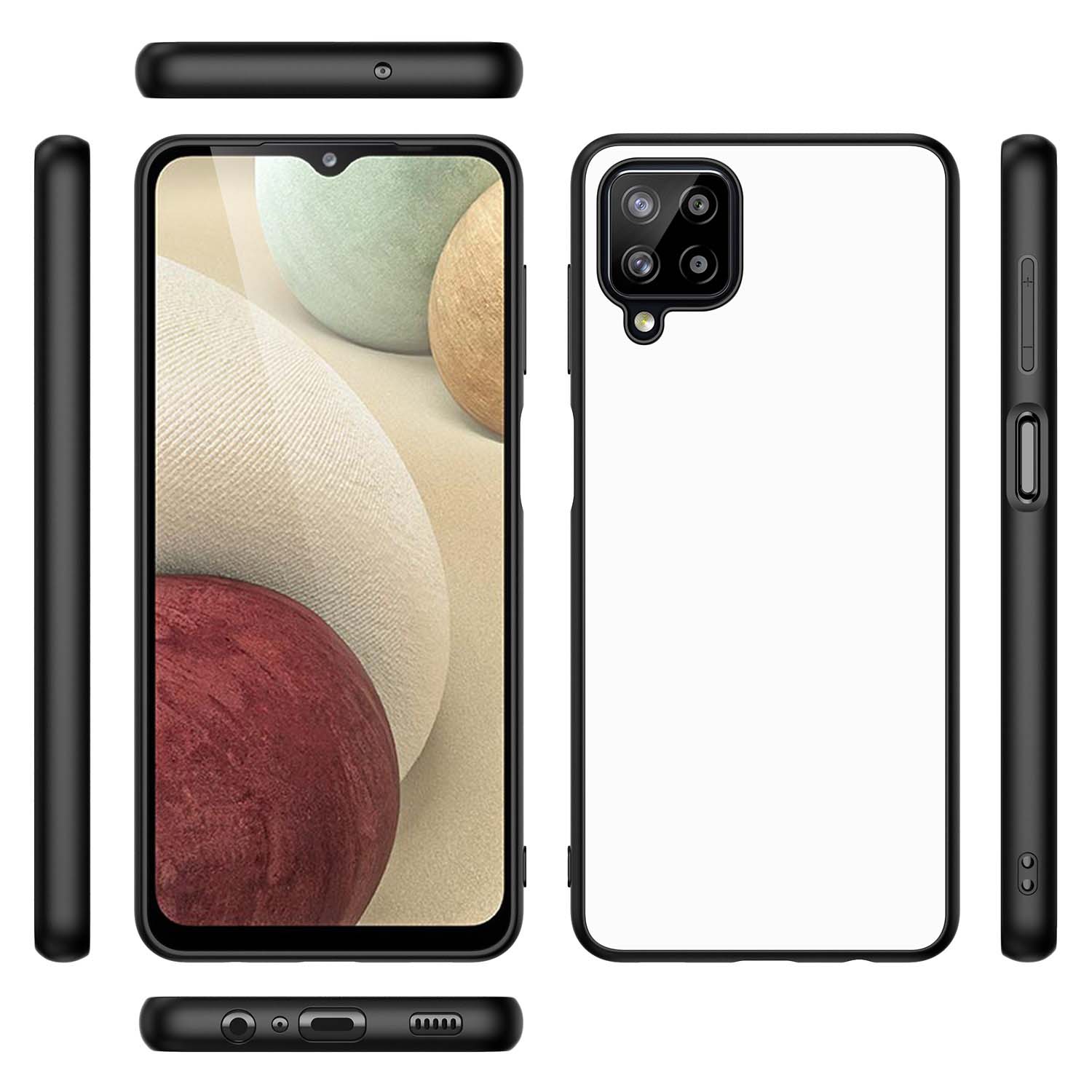 Back Cover Samsung Galaxy A12 Telefoon Hoesje Zwart/wit