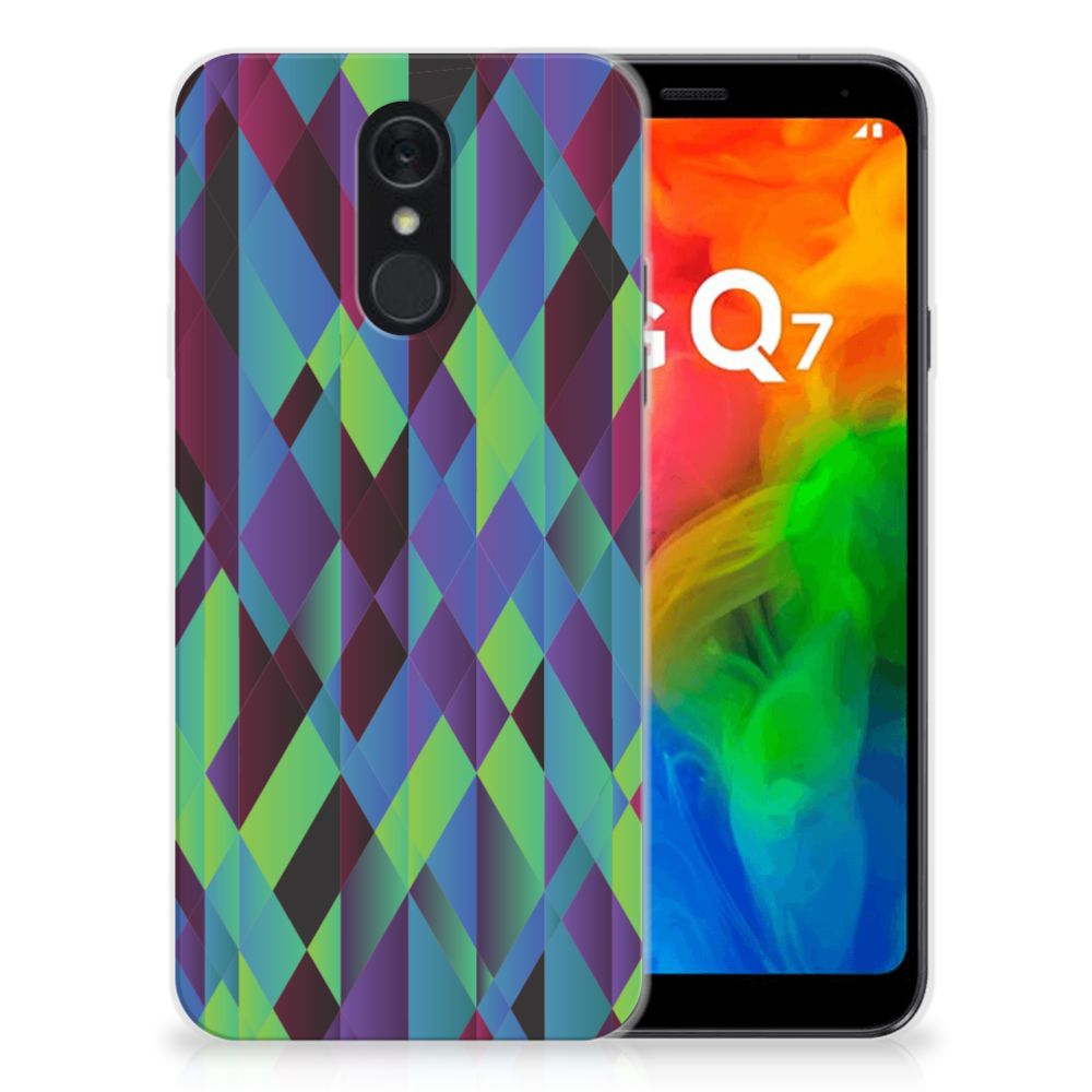 LG Q7 TPU Hoesje Abstract Green Blue