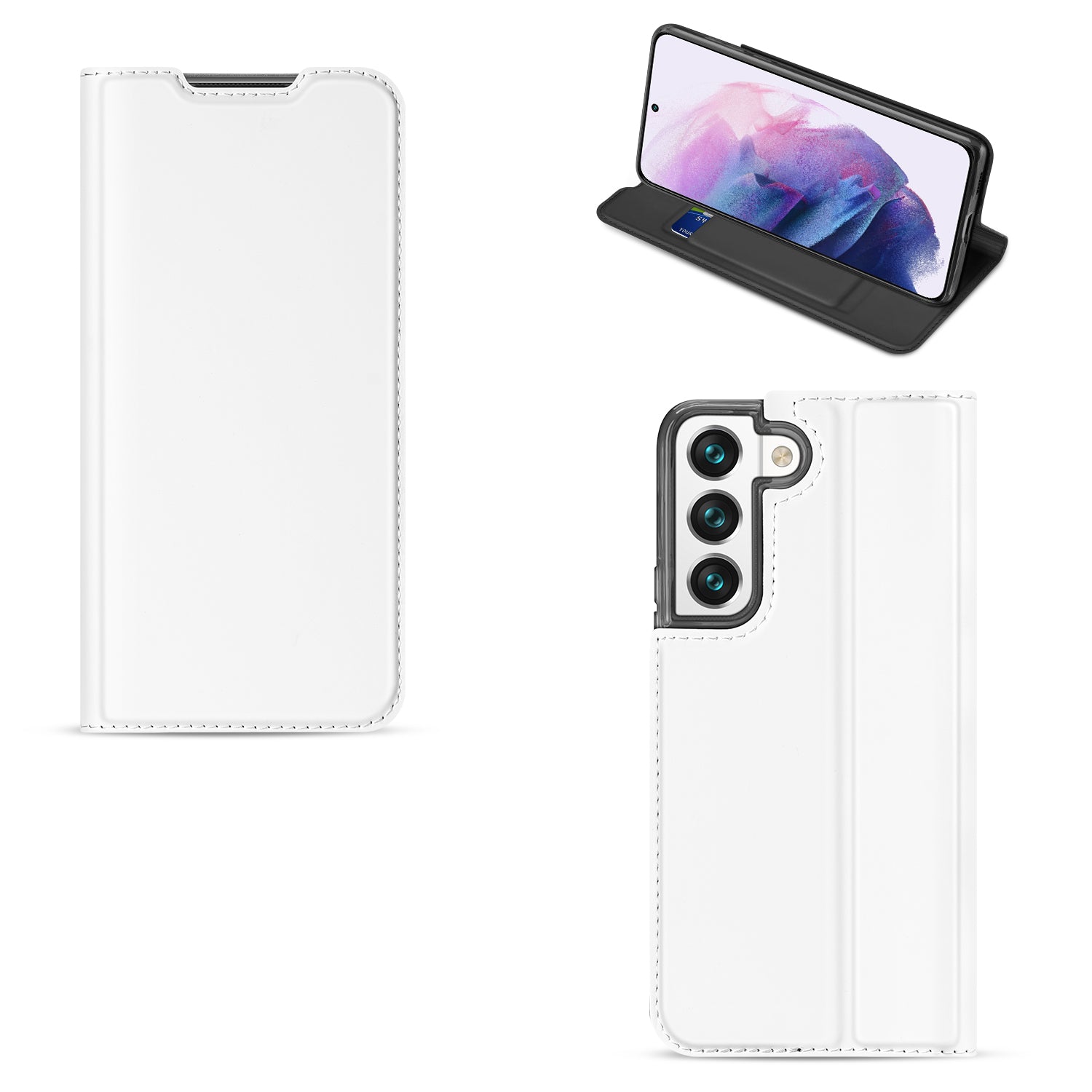 Samsung Galaxy S22 Bookcase Telefoon Hoesje Wit met Pashouder