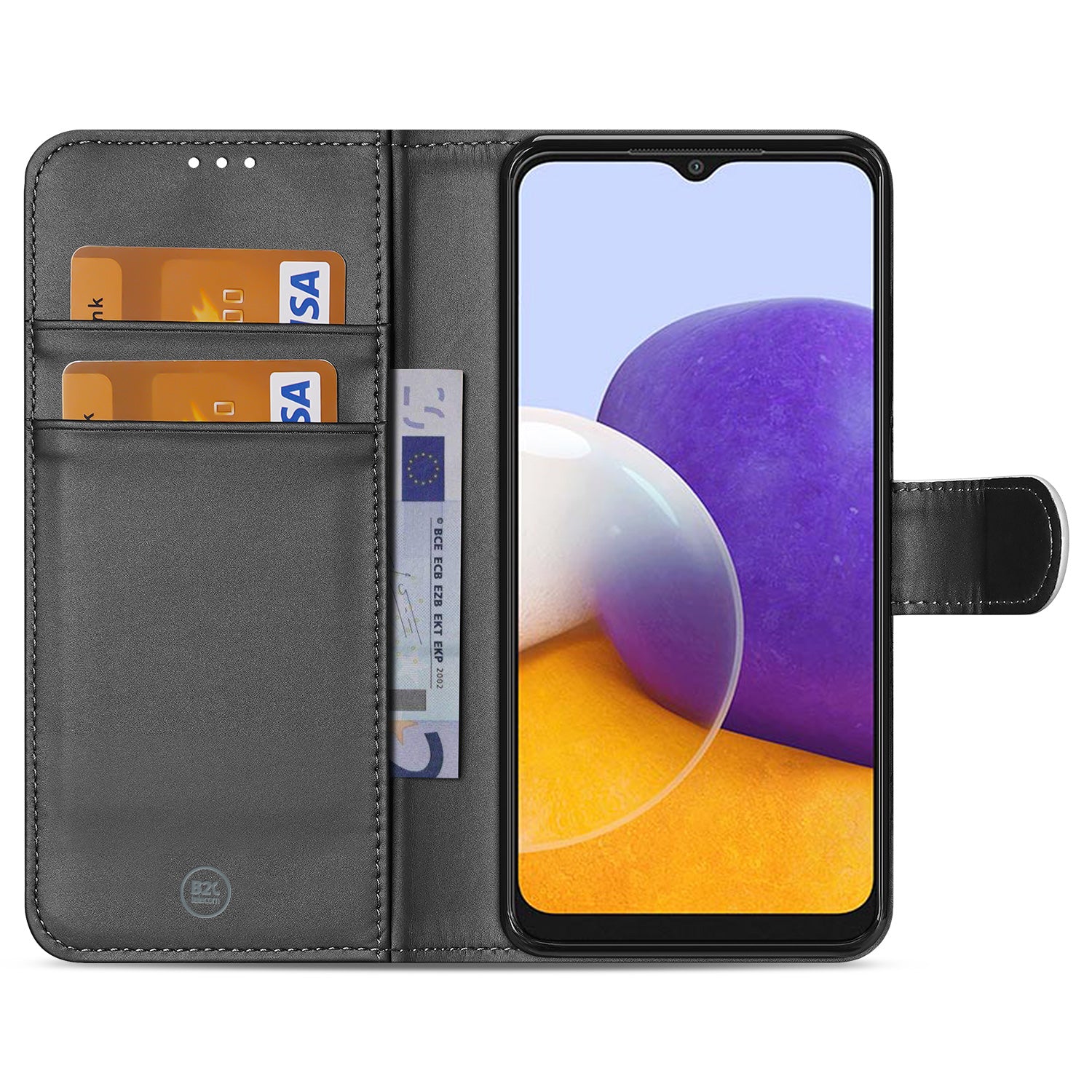 Book Case Samsung Galaxy A22 4G Hoesje Wit met Pasjeshouder