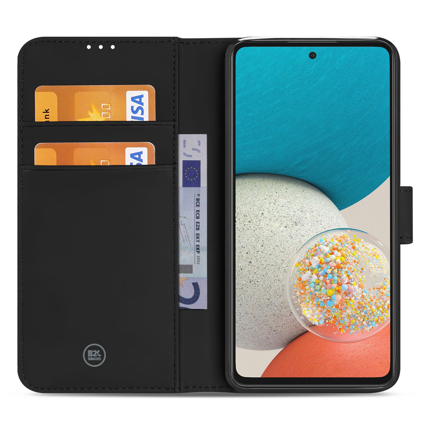 Book Case Galaxy A73 5G Hoesje Zwart met Pasjeshouder