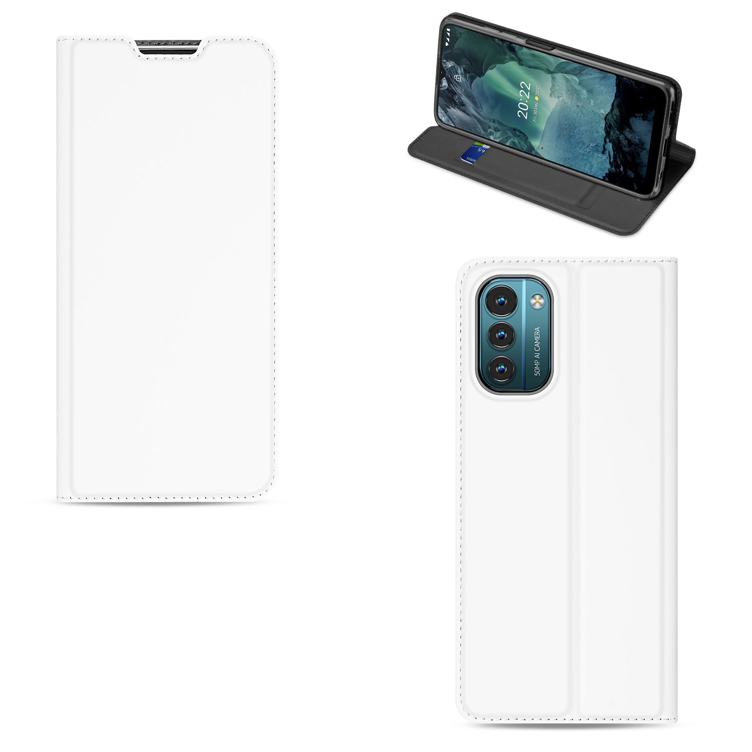 Telefoonhoesje Nokia G11 | G21 Stand Case Wit met Pashouder