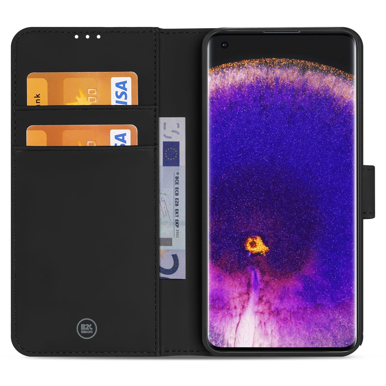 Book Case Hoesje voor de OPPO Find X5 Pro Zwart met Pasjeshouder