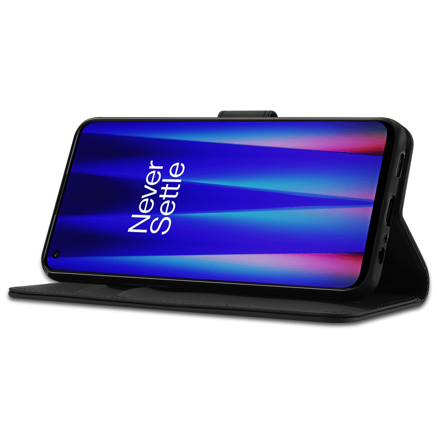 OnePlus Nord CE 2 Boekhoesje Zwart met Stand Case en Pasjeshouder