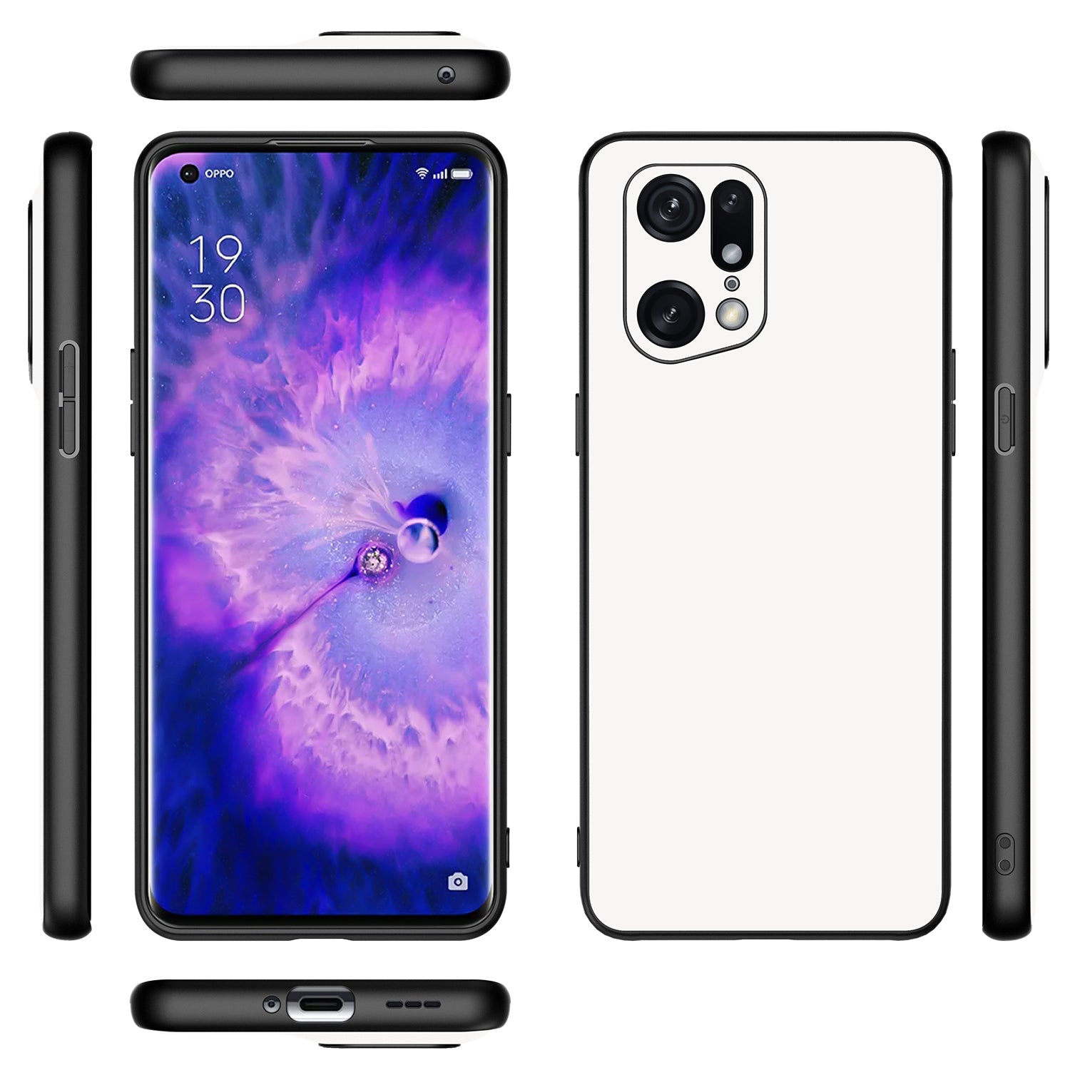 Back Cover OPPO Find X5 Pro Hoesje Zwart/Wit