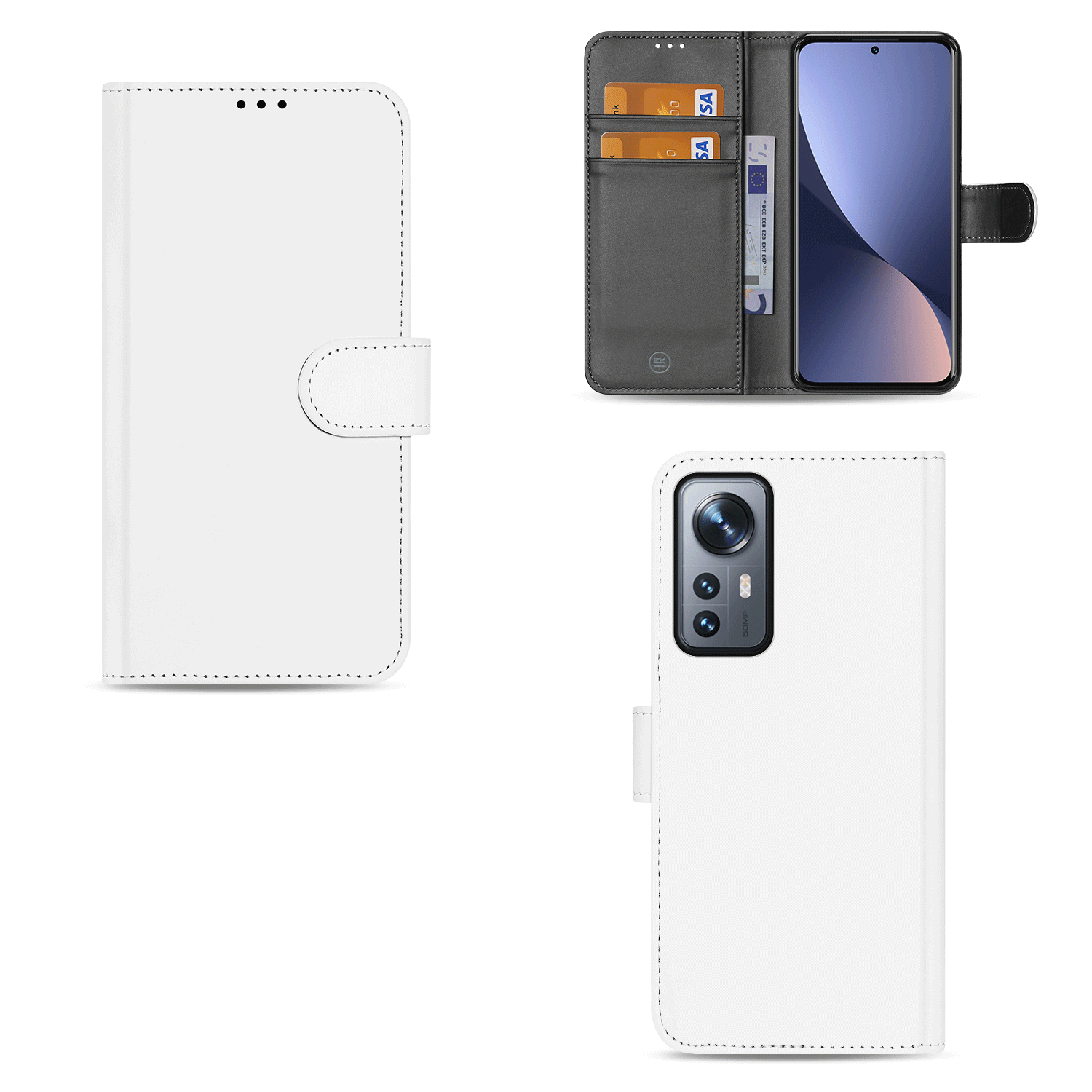 Book Cover Telefoonhoesje voor de Xiaomi 12 | 12X Wit met Pasjeshouder