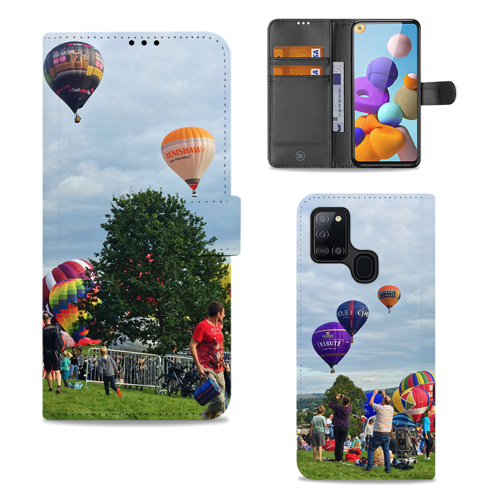 Galaxy A21s Hoesje Ontwerpen met Foto's met kleurrijke luchtballonnen in de achtergrond.