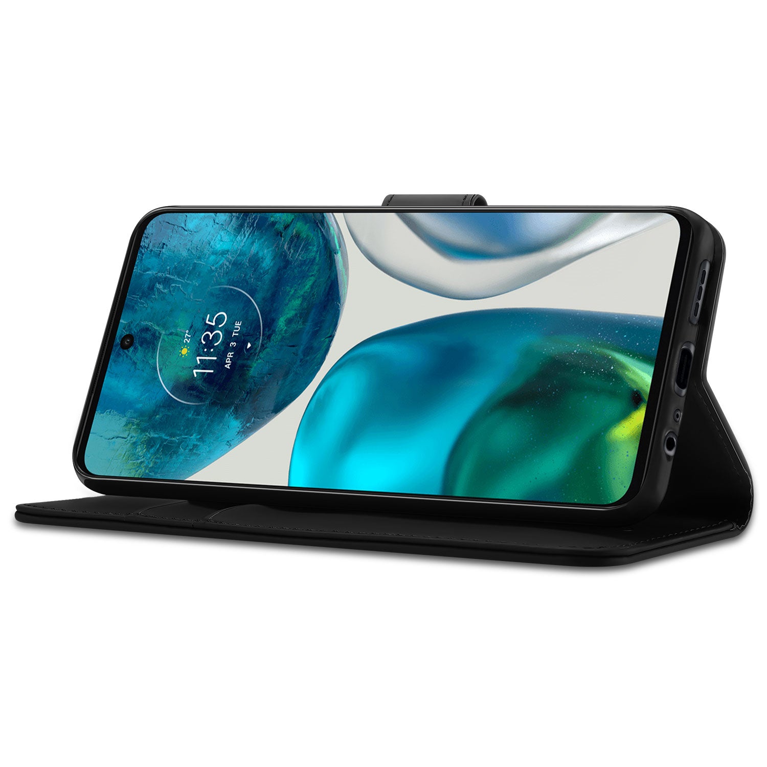 Book Case Telefoonhoesje voor de Motorola Moto G52 | G82 Zwart met Pasjeshouder