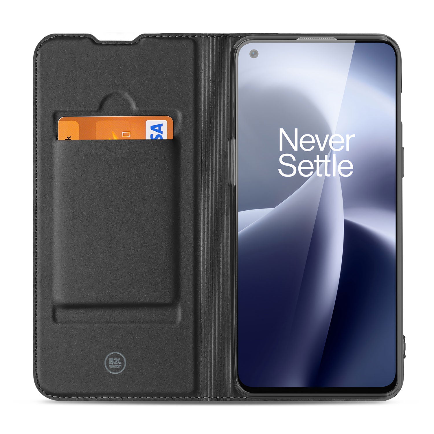 Hoesje OnePlus Nord 2T Bookcase Wit met Pashouder en Standaard