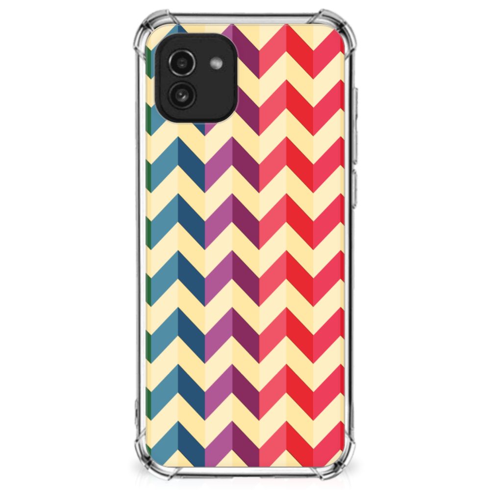Samsung Galaxy A03 Doorzichtige Silicone Hoesje Zigzag Multi Color B2C Telecom