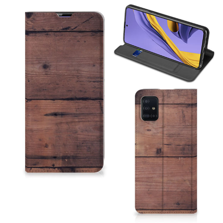 Samsung Galaxy A51 Book Wallet Case Old Wood