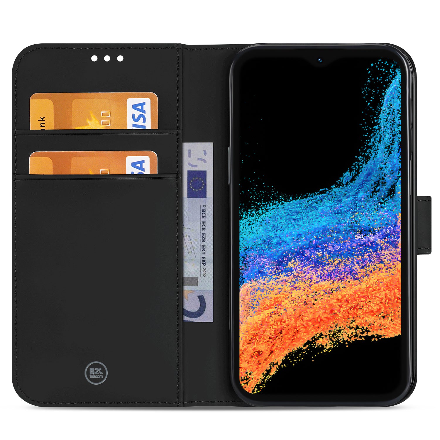 Book Case Telefoonhoesje voor de Galaxy Xcover 6 Pro Zwart met Pasjeshouder