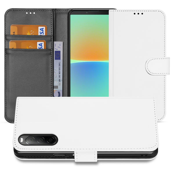 Book Case Telefoonhoesje voor de Sony Xperia 10 IV Wit met Pasjeshouder