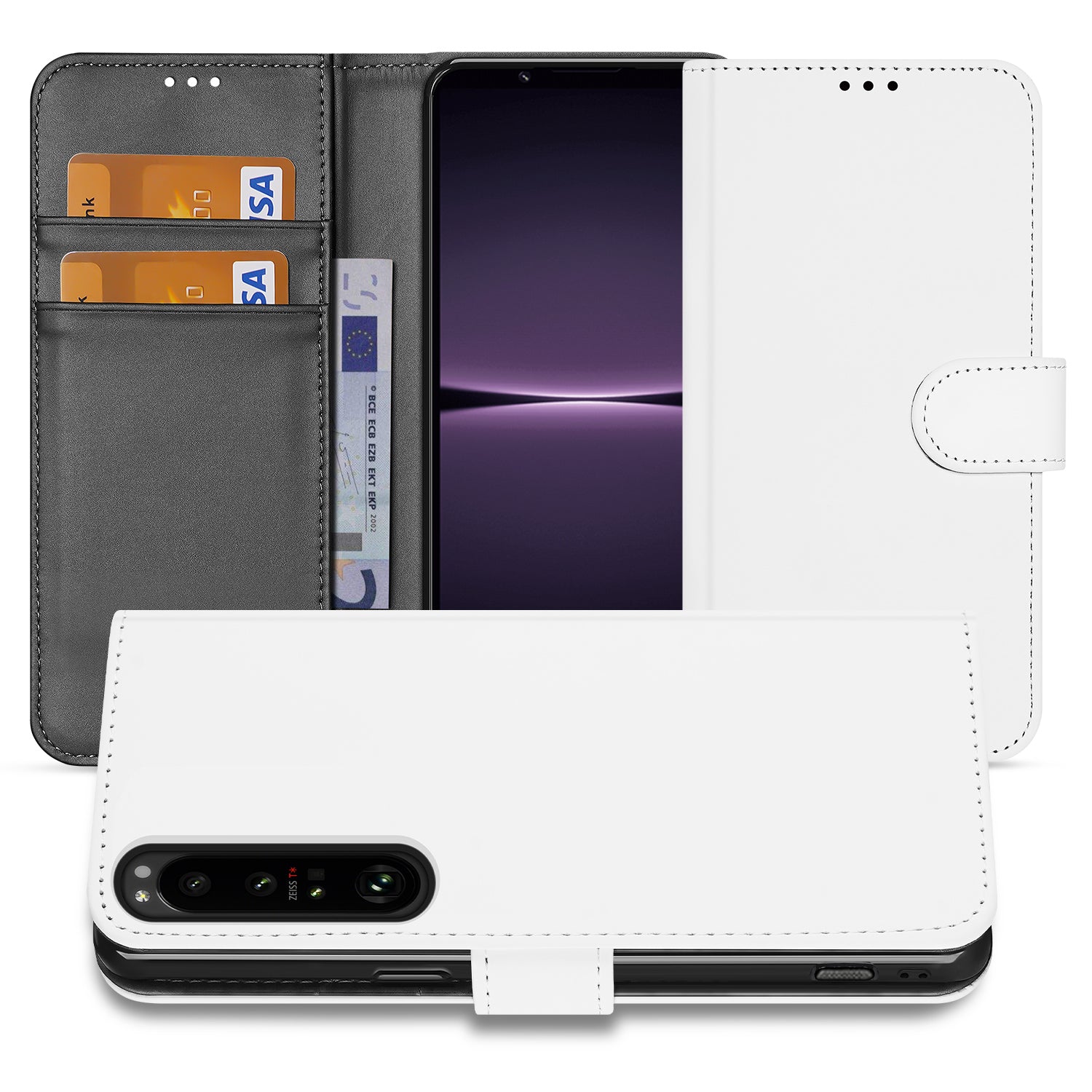 Book Case Telefoonhoesje voor de Sony Xperia 1 IV Wit met Pasjeshouder