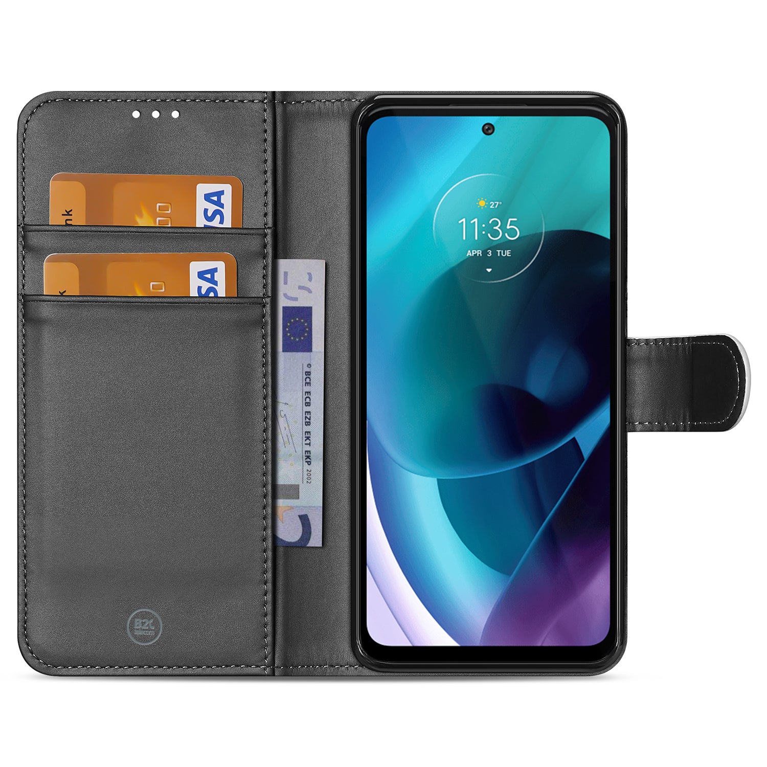 Book Case Telefoonhoesje voor de Motorola Moto G51 5G Wit met Pasjeshouder