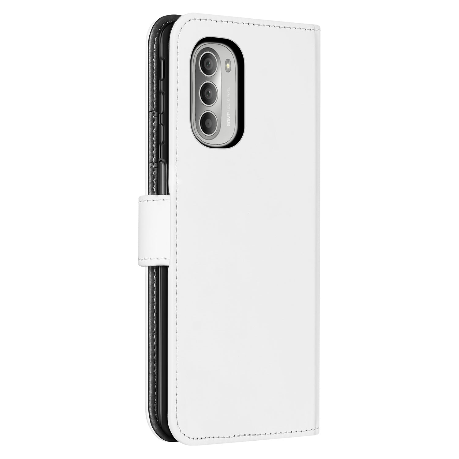 Book Case Telefoonhoesje voor de Motorola Moto G51 5G Wit met Pasjeshouder