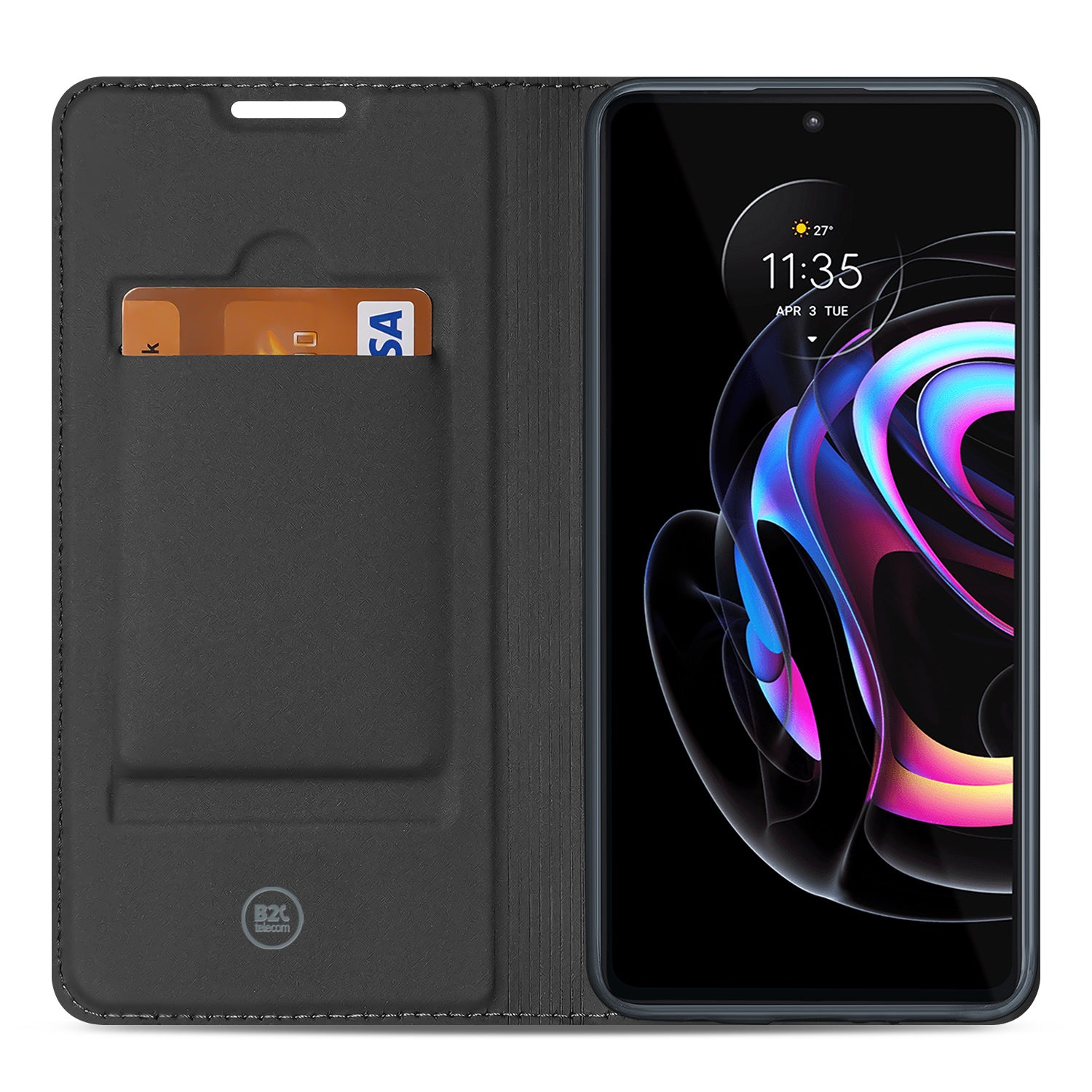 Book Cover Motorola Edge 20 Pro Hoesje Wit met Pashouder