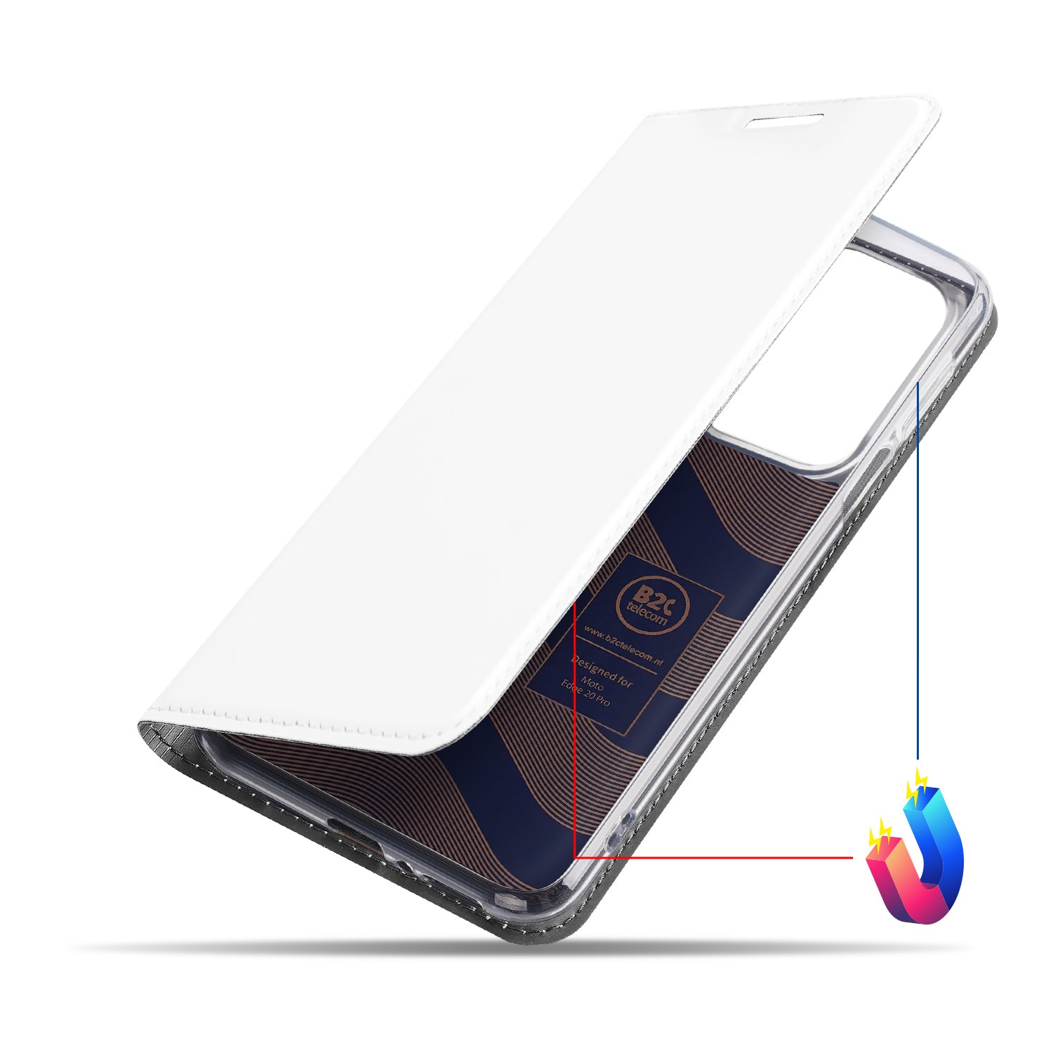 Book Cover Motorola Edge 20 Pro Hoesje Wit met Pashouder