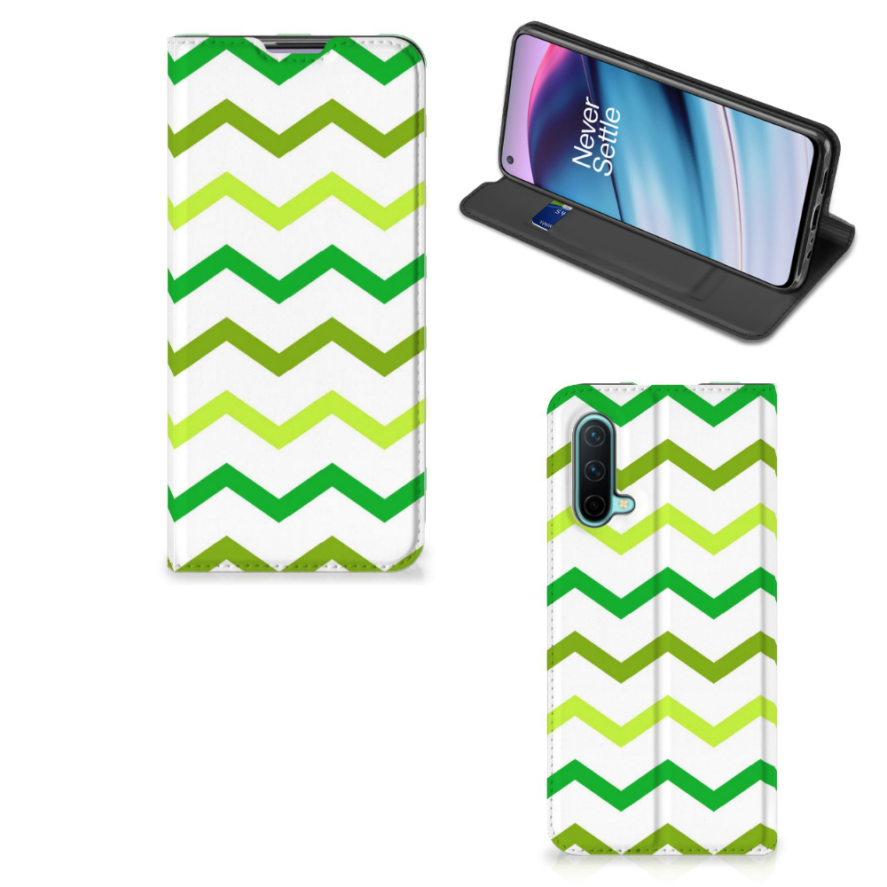 OnePlus Nord CE 5G Hoesje met Magneet Zigzag Groen - B2C Telecom