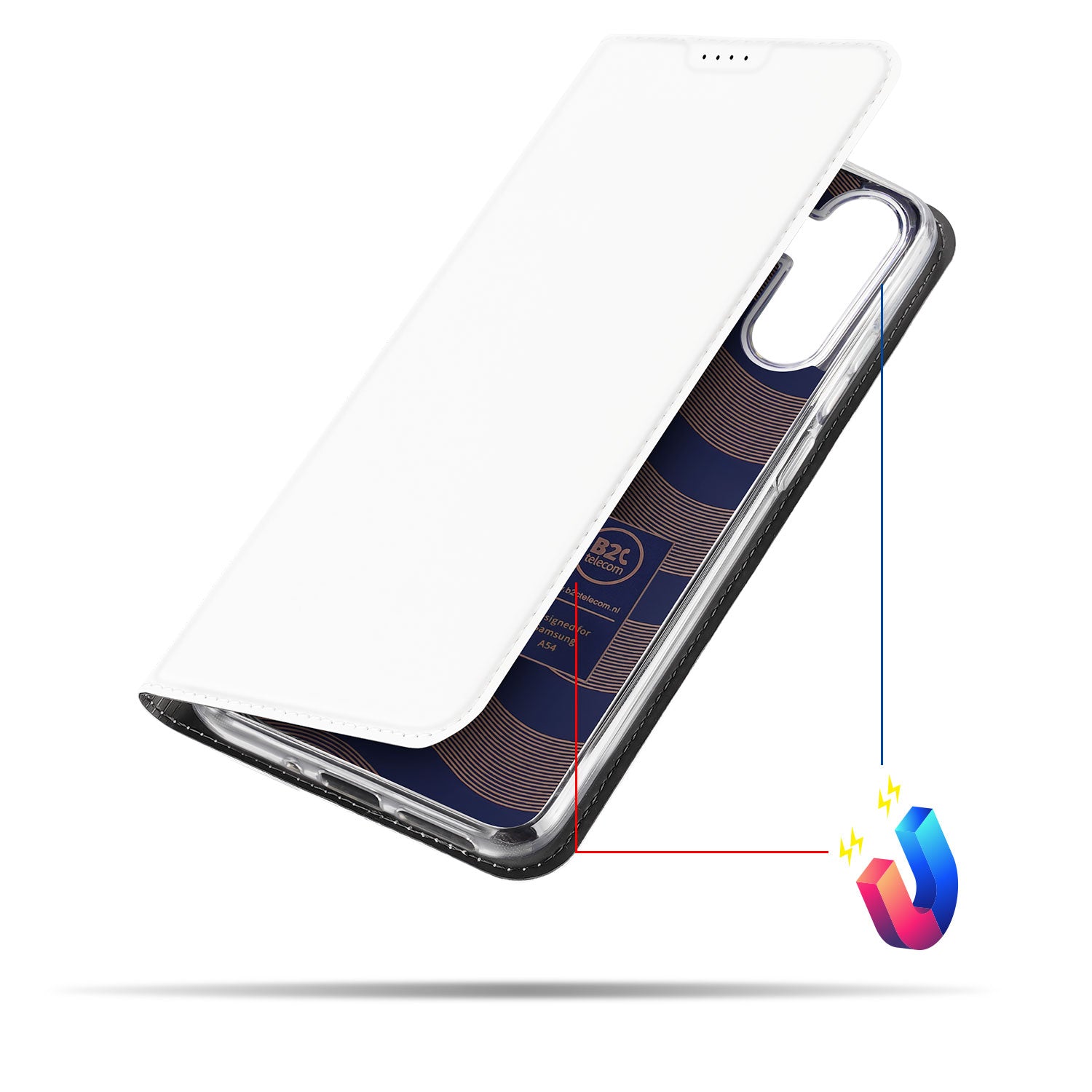 Stand Case Hoesje voor de Samsung Galaxy A54 5G Wit met Pashouder