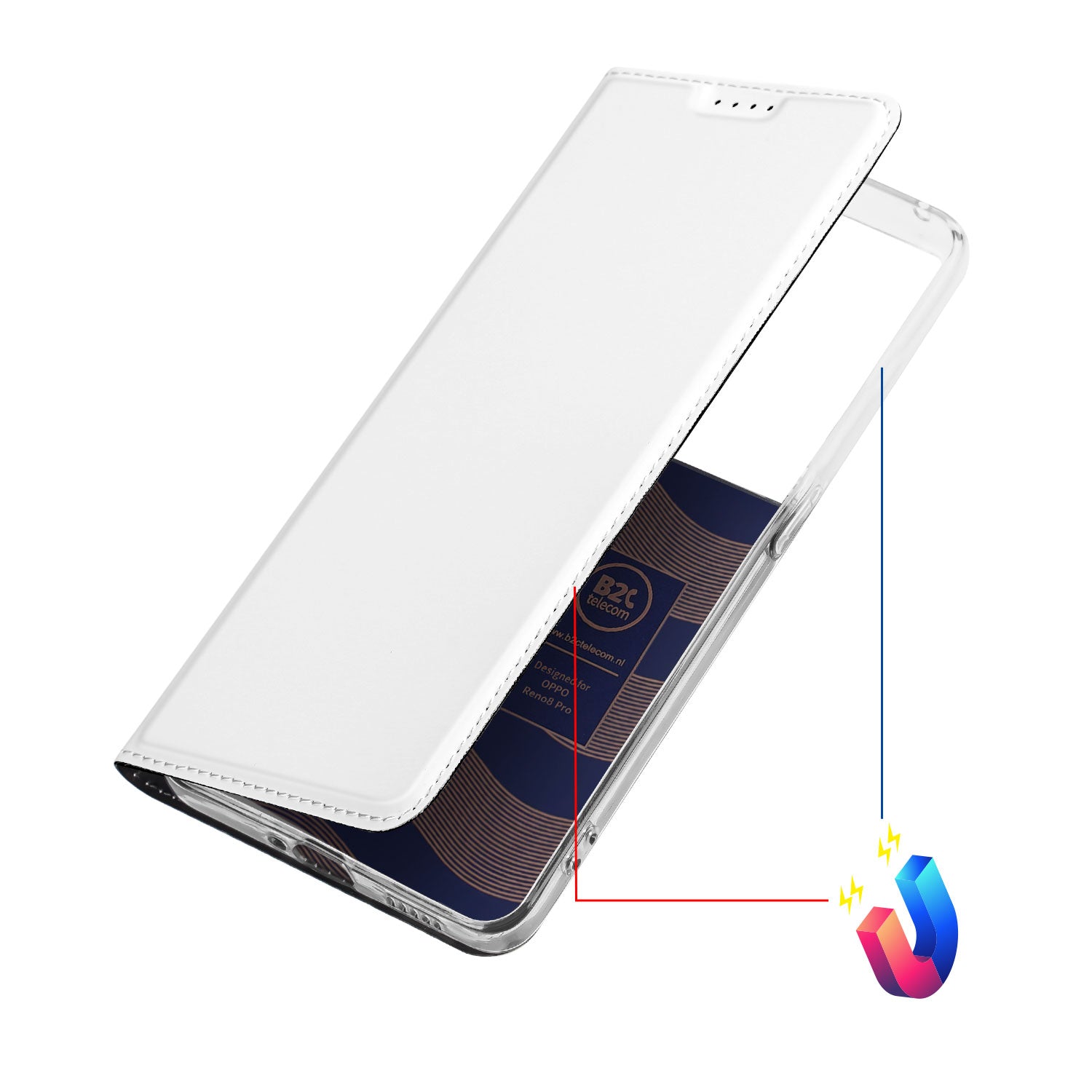 Stand Case Hoesje voor de OPPO Reno8 Pro Wit met Pashouder