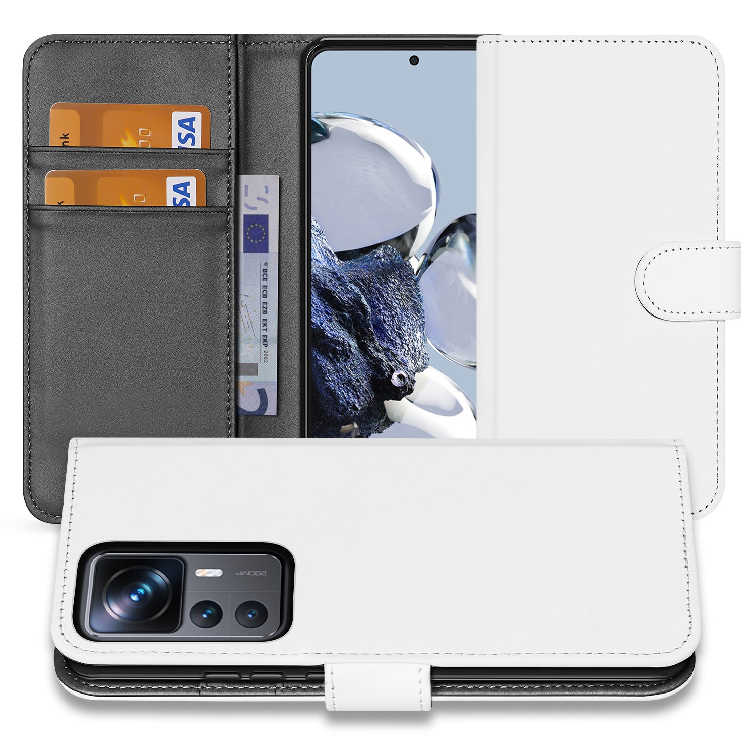 Book Case Telefoonhoesje voor de Xiaomi 12T | 12T Pro Wit met Pasjeshouder