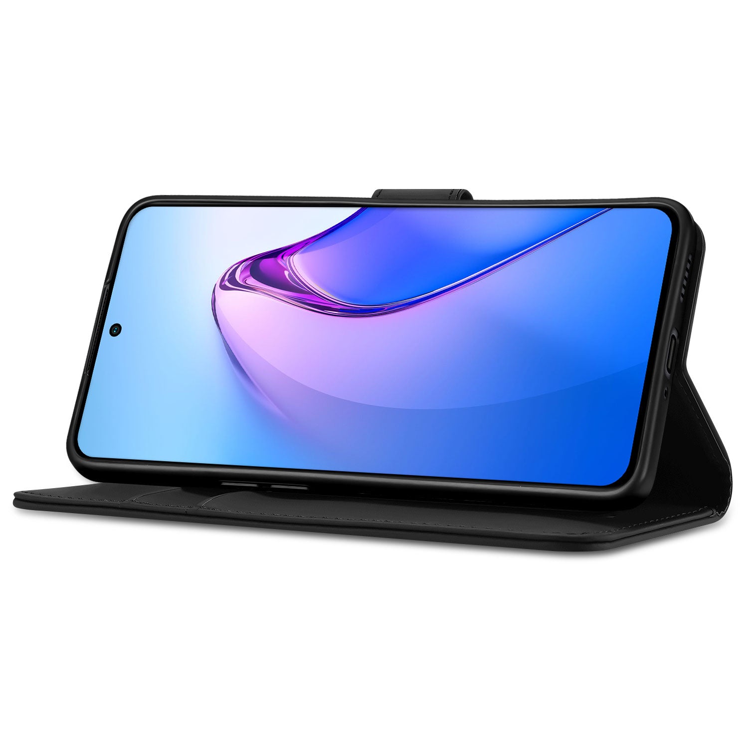 Book Cover Hoesje voor de OPPO Reno8 Pro Zwart met Pasjeshouder