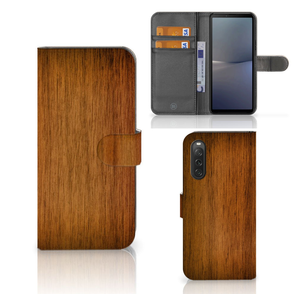 Sony Xperia 10 V Book Style Case Donker Hout