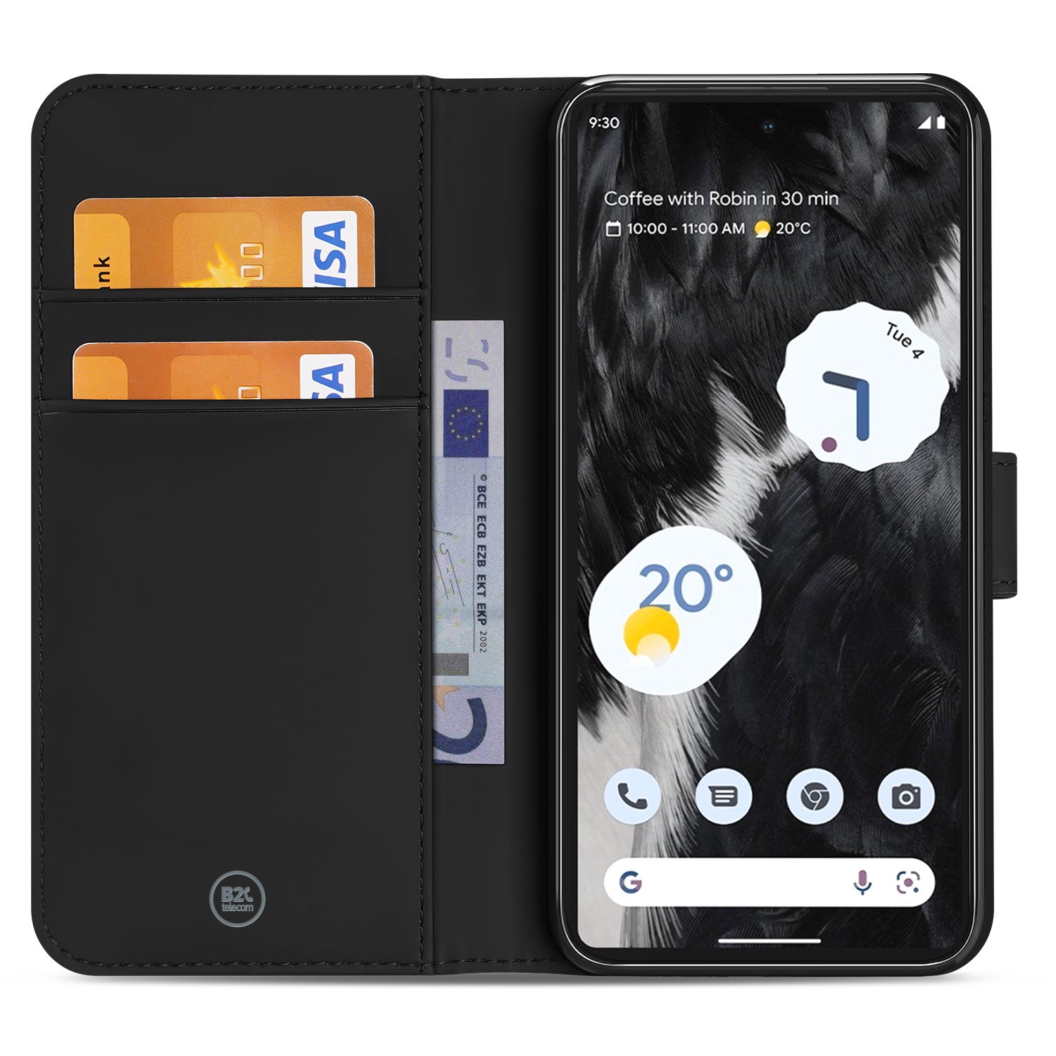 Book Cover Hoesje voor de Google Pixel 7 Zwart met Pasjeshouder