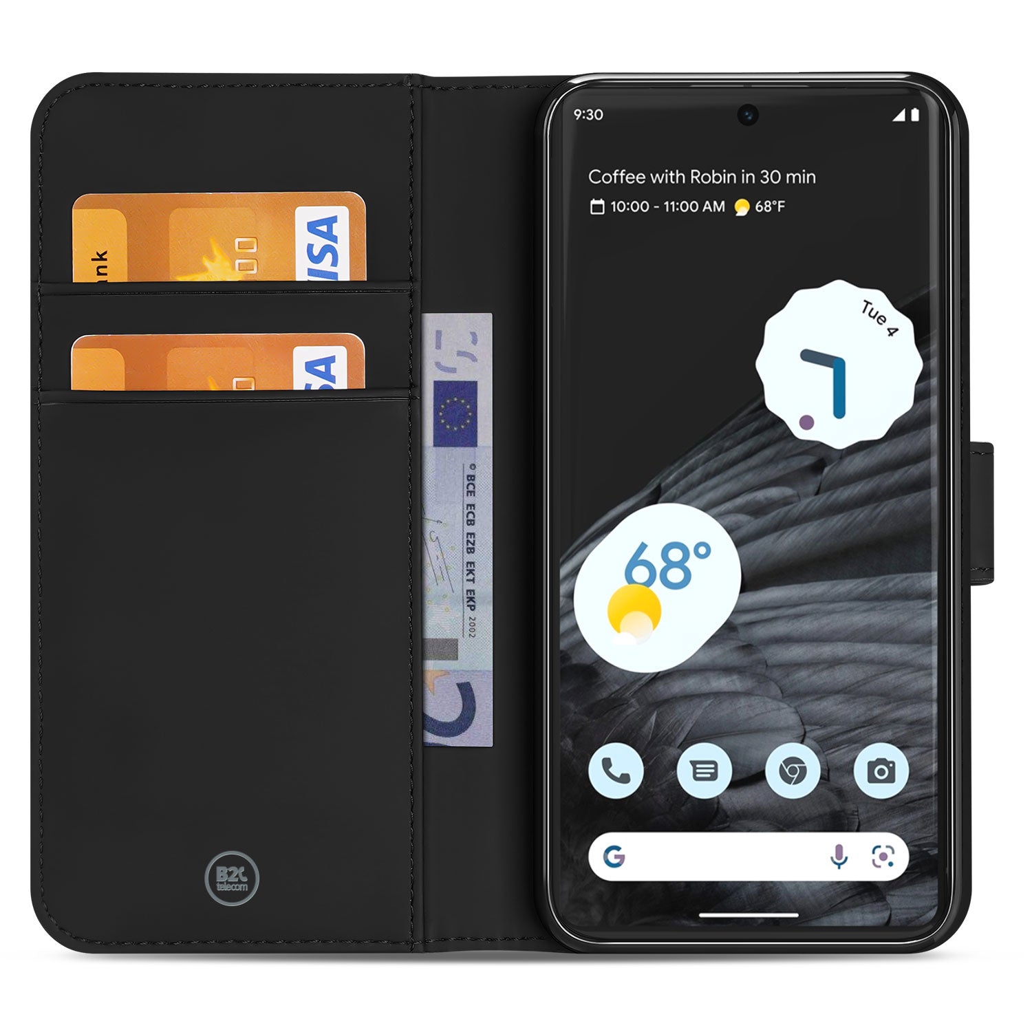 Book Cover Hoesje voor de Google Pixel 7 Pro Zwart met Pasjeshouder