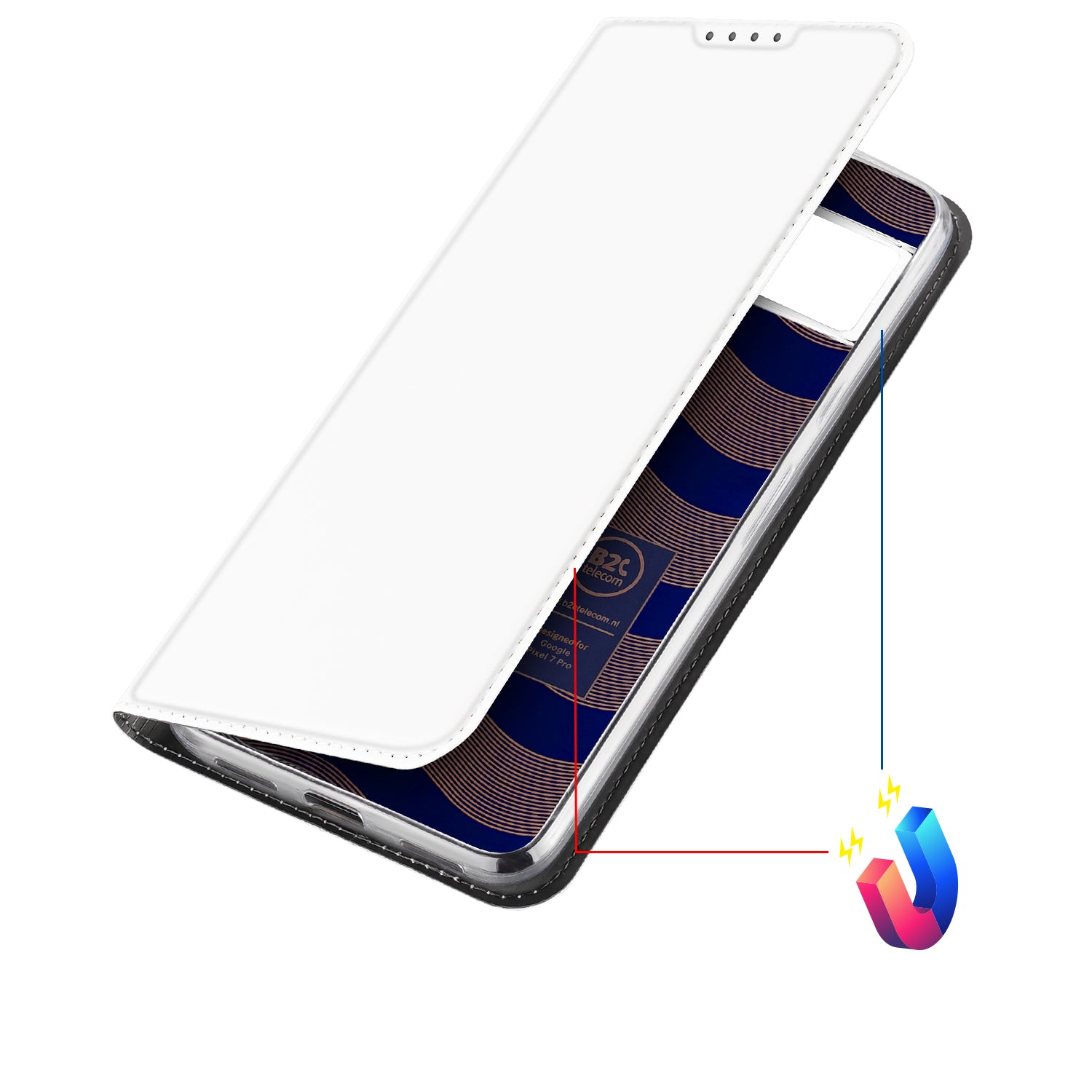 Stand Case Hoesje voor de Google Pixel 7 Pro Wit met Pashouder