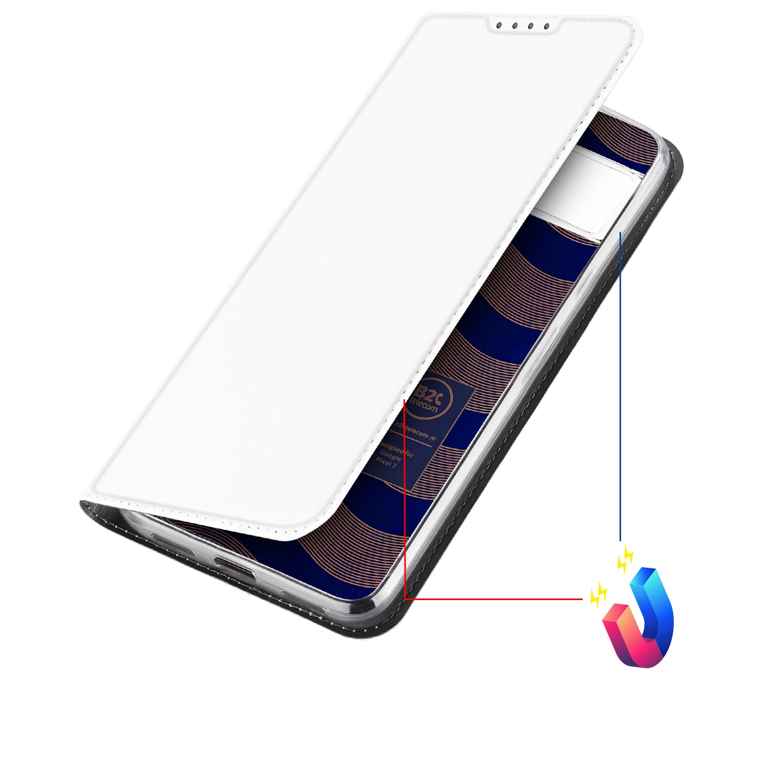 Stand Case Hoesje voor de Google Pixel 7 Wit met Pashouder